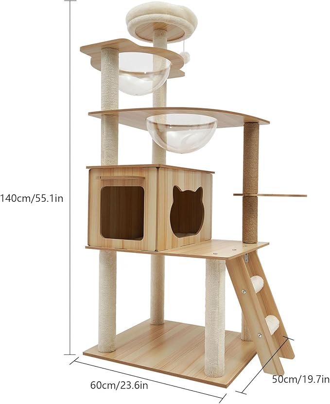 Cat Tree Modern Cat Tower for Indoor Cats, Multi-Level Cat Condos with Scratching Post & Resting Platforms for Large/Small Cat Climbing, Cat Activity Center Playground