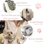 NATUYA Small Dog Carrier Sling Dog Sling Carrier for Small Dogs Puppies Cats, Big Pouch Safety Leash Pet Sling Carrier for Walking Outdoor Travel (Brown, Canvas)