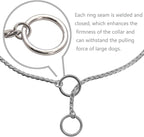 Heavy Duty Dog Choke Collar Slip Dog P Chain Snake Collar Plating Anti-Rust Dog Training Collars for Small Large Dogs Black/Gold/Silver/Rose Gold 15.5in-29.5in (21.5in, Silver)