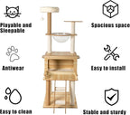 Cat Tree Tower for Indoor Cats 5-Tier Cat Tower Scratching Post Cat Climbing Frame with Climbing Steps and Swing Ball Pet Condo Cat Cage (53 * 53 * 28(cm))