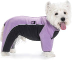 Fleece Dog Coat for Small Medium Dog,Pullover Pajamas Jumpsuit Bodysuit Puppy Coats with Legs, Pet Windproof Warm Cold Weather Jacket Full Body Vest Cozy Snowsuit Outfit Clothes (Purple, M)
