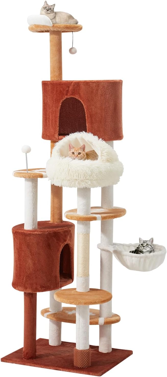 Erinnyees 74" Extra Large Football Cat Tree Tower for Indoor Cats, Multi-Level Sports Themed Cat Condo with Sisal Scratching Posts & Hammocks, Heavy Duty Tall Pet Furniture Gifts for Fans