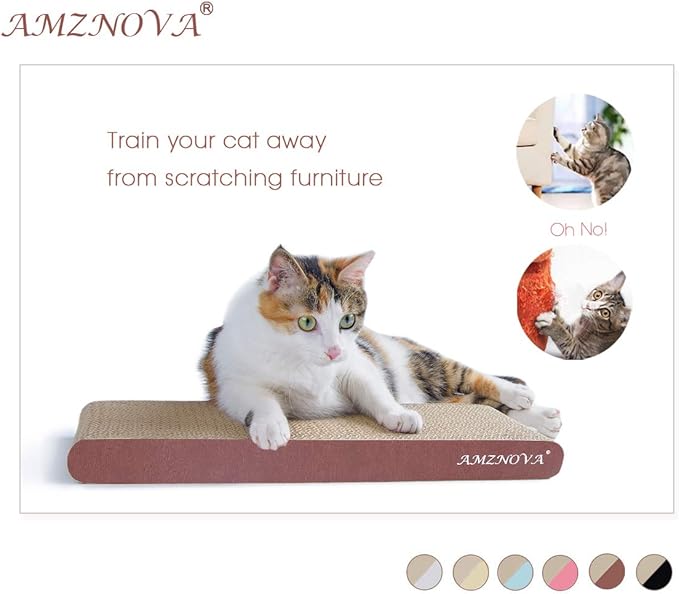 AMZNOVA Cat Scratcher Rescratch Cat Scratching Board, Scratching Pad with Catnip for Indoor, Flat Cardboard Scratcher Scratch Board for Kitten, Narrow, Wood Floor Print