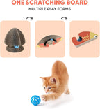 Kitty Kurlz Magic Organ Cat Scratcher Toy, Expandable Cardboard Cat Scratching Board, Interactive Cat Tunnel & Cat Bed with Bell Ball, Helps Protect Furniture & Keep Cats Active