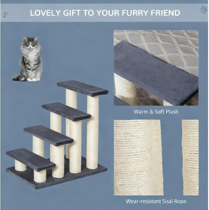 Sturdy 4-Tier Cat Tree with Soft Plush Platforms, Sisal-Wrapped Scratching Posts and Cozy Condo for Indoor Feline Play and Rest
