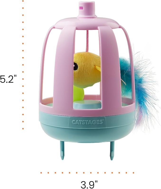 Catstages Two-in-One Chirping Bird Cat Toy with Ball Track for Corrugate Cat Scratcher, Engages Hunting Instincts, Purple
