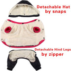 Fleece Lined Dog Coat with Detachable Hood and Detachable Hind Legs,Warm Puppy Jacket in Winter(Pink&Grey XL)