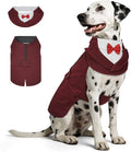 Supet Dog Tuxedo and Bandana Set with Bow Tie, Formal Outfit for Wedding Birthday Party Graduation Valentines, Pet Suit Clothes for Large Medium Small Dogs (Burgundy, 2XL)