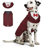 Supet Dog Tuxedo and Bandana Set with Bow Tie, Formal Outfit for Wedding Birthday Party Graduation Valentines, Pet Suit Clothes for Large Medium Small Dogs (Burgundy, 2XL)