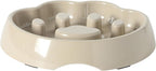 Gibson Home Curious Canines 9” Slow Feeder Dog Bowl, Paw Shaped Melamine Anti-Gulp Pet Bowl, Non-Slip, Dishwasher Safe, Taupe