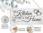 Kitchen Wood Decor Sign, The Kitchen Is the Heart of the Home, Hanging Printed Wooden Plaque Décor, Rustic Farmhouse Home Wall Decor for Kitchen, Dining Room Decoration 12x 6inch