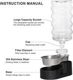 RIZZARI Large Dog Water Dispenser: 9L Black 304 Stainless Steel Gravity Feeder with Filter- Detachable Bowl -Spill-Proof - for Active Large Dog Owners & Multi-Pet Households - Home Garage Balcony