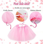 Dog Birthday Party Supplies Dog Birthday Outfit Pink Tutu for Dogs Dog Birthday Hat Necklace and Bowtie Hairpin for Dogs (24-31 inch Wrist)