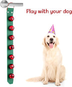 Frienda Hanging Jingle Sleigh Bells 7-Bell Dog Doorbells for Door Knob Faux Leather Belts Go Outside Dog Bells Christmas Decor and Holiday Decorations, 18.7 x 1.8 x 1 Inches(Green with Red)