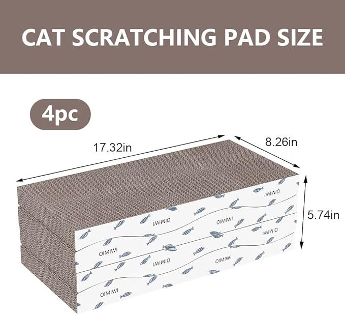 Cat Scratcher 4 PCS Pad, Cardboard with Premium Reversible Scratch Textures Design Wide Durable Scratching Pad