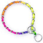 TSPRO Stainless Steel Heavy Duty Metal Dog Collar, Adjustable and Durable Pet Collar for Small Dogs, Ideal for Walking and Training (Rainbow-Colored, 3MM*13-15 inches)