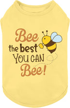 Fitwarm Bee the Best You Can Dog Shirt, Summer Clothes for Small Dogs Boy Girl, Funny Pet Outfit, Yellow, Brown, Blue, Medium