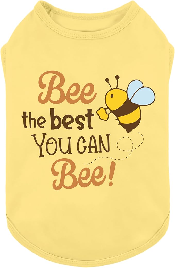 Fitwarm Bee the Best You Can Dog Shirt, Summer Clothes for Small Dogs Boy Girl, Funny Pet Outfit, Yellow, Brown, Blue, Medium