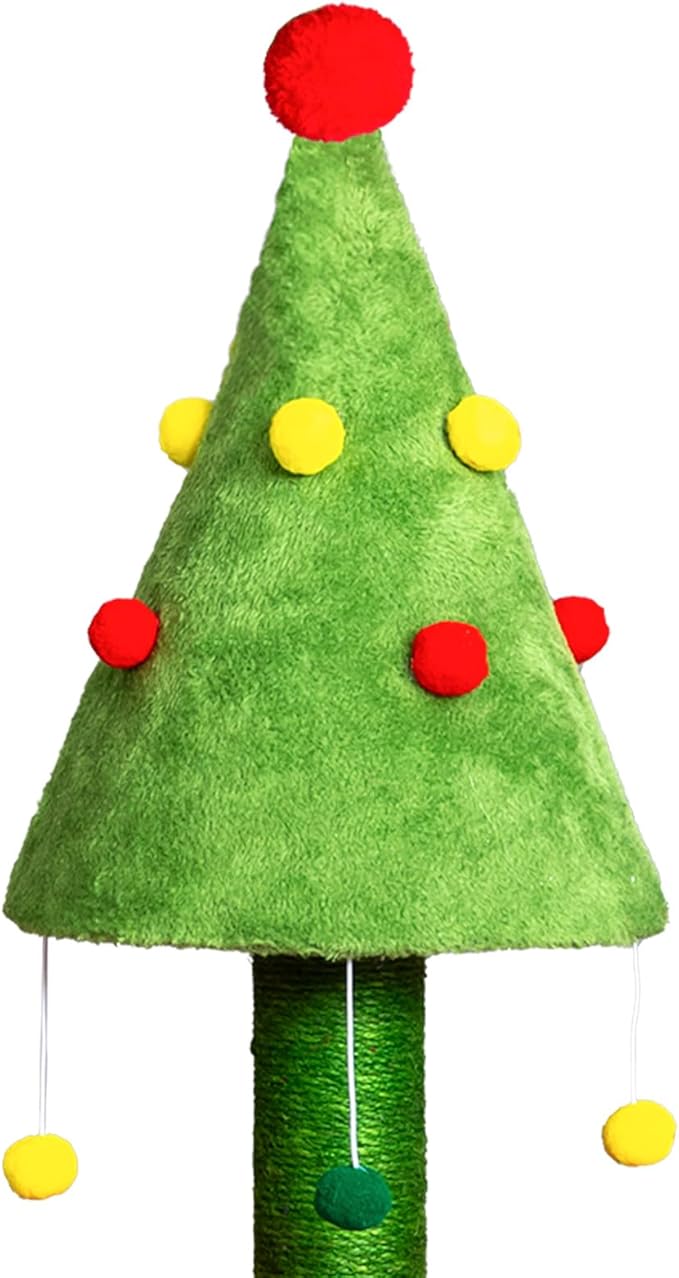 Christmas Decorations, Christmas Cat Tree with Hideaway, Small Cat Tower with Sisal Scratching Post and Hanging Toys, Red & Green Holiday Decor for Indoor Cats (30.7 in Christmas)