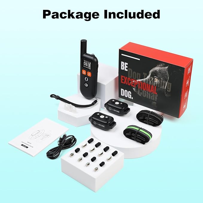 Dog Shock Collar 2 Pack (5-150Lbs) - 3300FT Rechargeable 2 Dog Training Collar with Remote Control IPX7 Waterproof Electric Collar with Fashlight, 4 Training Modes E-Collar for Small Medium large Dogs