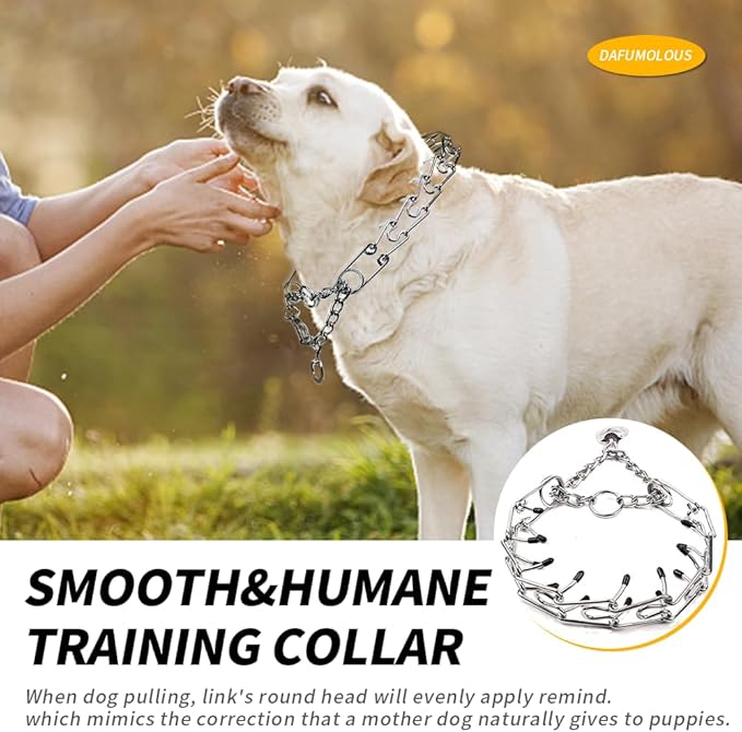 Chrome Plated Prong Dog Collar,no Pull Dog Prong Collar with Spikes,Choke Collar for Dogs Pinch Training Collar (4.0 * 28in)