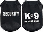 2Pack Dog Security Costume Cotton Dog Shirt for Small Dog Boy Pet Clothes K9/Security Puppy Black Vest T-Shirts Cat Top Tee Breathable Stretchy (Small)