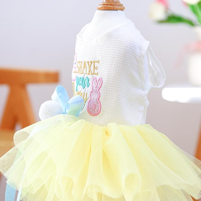 Furbabycare® Elegant Sweet Easter Puppy Dog Blingbling Princess Skirt Pet Dog Lace Cake Camisole Tutu Dress C-Easter Bunny X-Large
