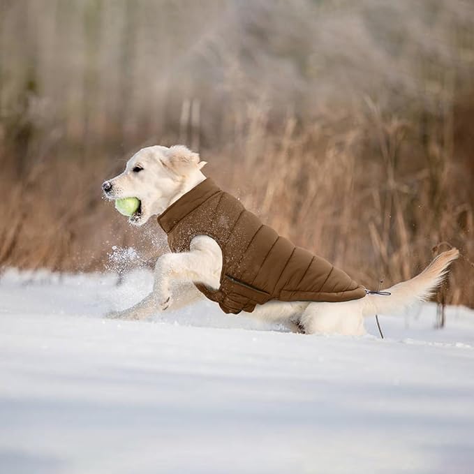Lelepet Reversible Dog Coat Waterproof Dog Jacket Windproof Puffer Vest for Winter Warm Lightweight Coats for Large Dogs Adjustbale Hook & Loop Pet Apparel with Leash Hole, Boxer, Weimaraner, 2XL
