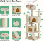 Cat Tree 54in Multi-Level Cat Tower with Sisal Scratching Post, Large Condo, Climbing Ladder for Kitten Indoor, Beige
