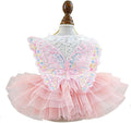 Fashion Sweet Puppy Dog Blingbling Princess Skirt Pet Dog Lace Cake Camisole Tutu Dress B-Pink L