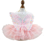 Fashion Sweet Puppy Dog Blingbling Princess Skirt Pet Dog Lace Cake Camisole Tutu Dress B-Pink S