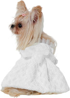 Kuoser Dog Dress, Cute Dog Dresses for Small Dogs Girl Elegant Puppy Tutu with Bow-Knot, Doggie Princess Costume Pet Outfit for Birthday Party Christmas Halloween Wedding, White S