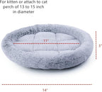 SHENGOCASE Round 12" Fluffy Faux Fur Cat Tree Tower Replacement Parts Bed Cushion with Hook Tapes, Round Donut Cuddler Cat Dog Bed for Desk Table