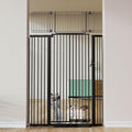 COMOMY 71" Extra Tall Pet Gate for Cats, 29.5-43" Extra Wide Cat Gate with Adjustable Cat Door, Pressure Mounted Easy Walk Through Pet Gate with Door for Stairs, Doorways, Kitchen(Black)