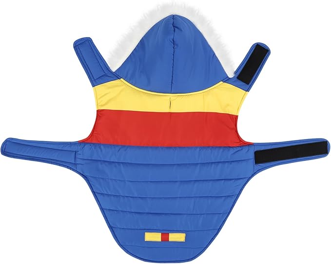 HDE Dog Puffer Jacket Fleece Lined Warm Dog Parka Winter Coat with Harness Hole 90s Colorblock - S