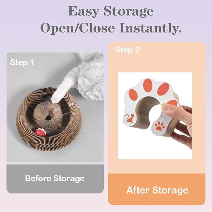 Kitty Cat Toy Scratch Board,Accordion with Ball,Foldable Design,Boosts Claw Health,cat Scratching Board Toy Equipped with Balls and Bells,a cat Toy Designed specifically for Indoor Cats. (2P)
