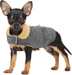 Dog Winter Coat for Small Dogs, Puppy Plaid Jacket, Pet Coat for Cold Weather, Windproof Warm Dog Jackets, Pet Thickened Outfits Indoor Outdoor, Grey XS
