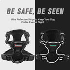 BARKBAY No Pull Dog Harness Front Clip Heavy Duty Reflective Easy Control Handle for Large Dog Walking(Black,XL)