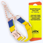 Jelly Waterproof Martingale Dog Collar, No Pull Nylon Collar with Alloy Metal Buckle & D-Ring for Outdoor Training and Walking, Anti Pull, Escape Free, One Time Adjustment- Yellow & Blue, M