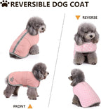 Queenmore Dog Winter Coat, Fleece Puffer Dog Down Vest, Cold Weather Pet Jacket for Dogs, Waterproof Reflective Reversible Dog Sweater Clothes for Small, Medium and Large Dogs (Light Pink, S)