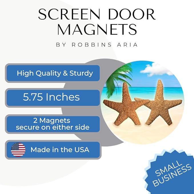 Screen Door Magnets Double Sided – Keep People, Kids, and Dogs from Running into The Screen Door - Robbins Aria Star Fish