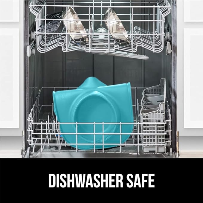 GORILLA GRIP Feeding Mat Bowl Set, 4 Cup 100% Waterproof BPA Free Silicone, 304 Stainless Steel Cat and Dog Bowls for Food and Water, Slip Resistant, High Edge, US Designed, Patent Pending, Turquoise