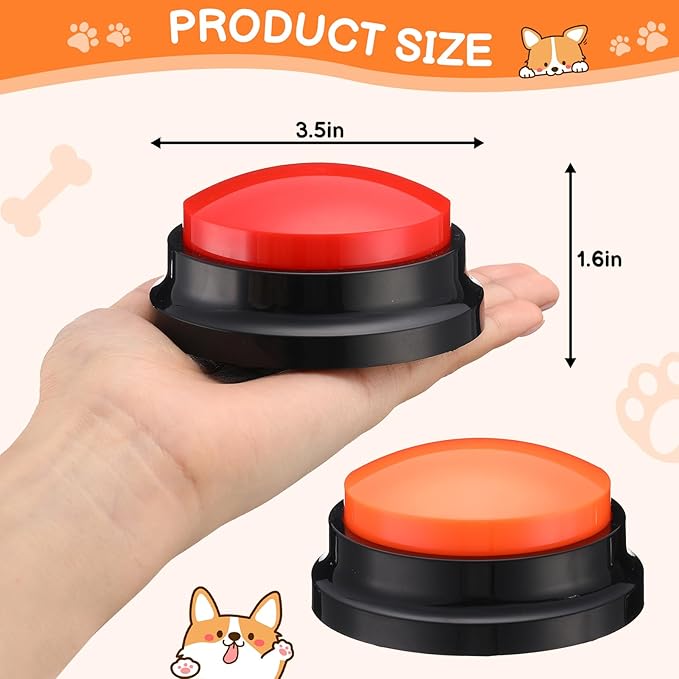 Set of 2 Dog Training Bell Puppy Pet Potty Training Bells Smart Dog Door Bell Voice Recording Button 30 Second Dogs Buttons for Communication Funny Gift for Friend Family Pet Lovers, 2 Colors