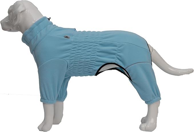 Lovelonglong Warm Dog Coat, Windproof Dog Jacket for Small Medium Large Dogs, 4 Legged Fleece Dog Winter Coat Zippered Closure Dog Outdoor Jacket Turquoise L