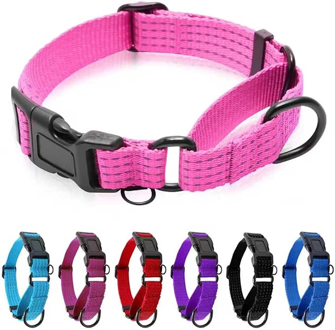 Martingale Collar for Dogs, Adjustable Soft Nylon Dog Collars with Special Design Cute Patterns (Pink, M (1" x 15.5"-19.5"))