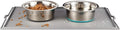 PEGGY11 Deep Stainless Steel Anti-Slip Dog Bowls with Silicone Mat - 2 Bowls + Mat, 2 Cups
