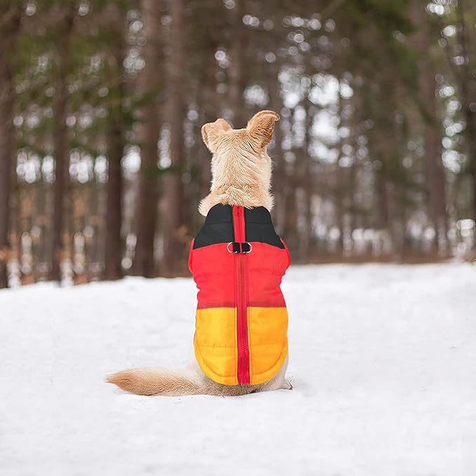 Idepet Pet Dog Cat Coat with Leash Anchor Color Patchwork Padded Puppy Vest Jacket Teddy Chihuahua Costumes Pug Cloth XS S M L (Large (Pack of 1), Yellow)