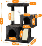 Cat Tree, 29.5 Inches Cat Tower with Dual Condos for Indoor Cats, Plush Cat House with Padded Perch, Scratching Ramp and Posts -Dark Gray