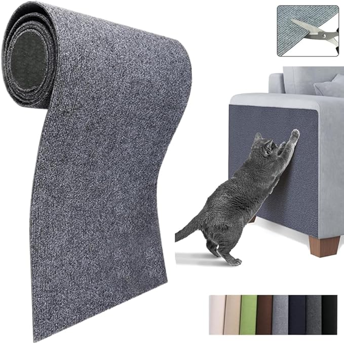 Cat Scratch Furniture Protector Mat DIY Cat Scratch Pad Self-Adhesive, Pet Scratching Post Cat Scratcher Carpet Anti Cat Scratch for Cat Tree/Door/Couch (Dark Gray, 15.8 * 39 inch)