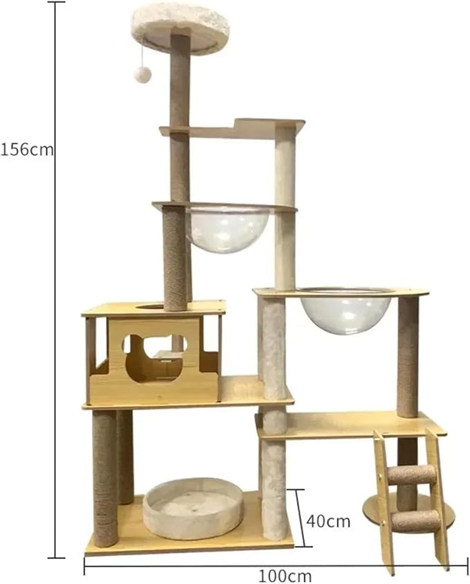 Large Outdoor Cat Tree Tower with Space Capsule, Strong Load-Bearing Frame & Modern Scratching Post